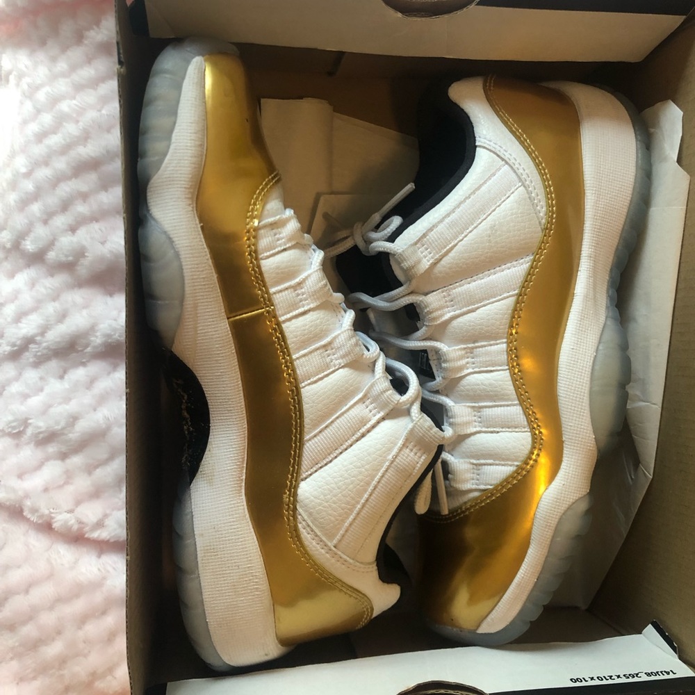 Gold 11 low top Jordan’s